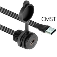 Câble plat étanche IP67 IP68 Type C femelle vers mâle PFC, vitesse 3.1, type baïonnette Type-C 3.1