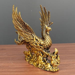 เครื่องประดับฟีนิกซ์ทองเหลืองสี่วิญญาณ Suzaku Chengxiang ของตกแต่งห้องนั่งเล่นงานฝีมืองานแต่งงานของขวัญตกแต่งห้องนอน - Product Image 3