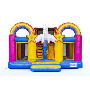 บ้านเด้งเป่าลมรูปยูนิคอร์นเชิงพาณิชย์พร้อมสไลเดอร์และสระว่ายน้ำคอมโบปราสาทสำหรับเด็กเช่า - Product Image 4