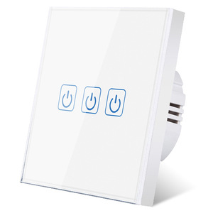 สวิตช์ติดผนังแบบสัมผัส 3 ทาง Tuya ขนาด 86 มม. แผงกระจกนิรภัยพร้อมไฟ LED สำหรับระบบอัตโนมัติภายในบ้าน - Product Image 1