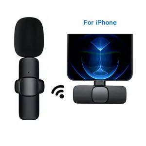 Mikrofon Lavalier Nirkabel 2.4G, Mikrofon Lapel Mini Streaming Langsung dengan Colokan dan Permainan 2.4Ghz untuk iPhone