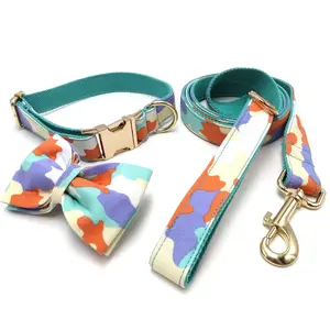 Eco-Friendly Products Pet Accessories Supplier Custom Print Pattern Nylon Dog Collar and Leash Set