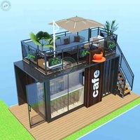 Café-bar en conteneur de 20 pieds, petit café avec terrasse sur le toit et escalier, fast-food, brasserie avec tables en Colombie