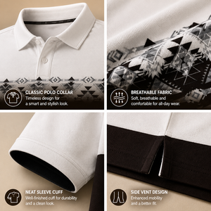 Camisas Polo para Hombre con Estampado Geométrico Azteca, Bloques de Color, Manga Corta, Estilo Casual para Golf y Resort, con Logotipo Personalizado - Product Image 2