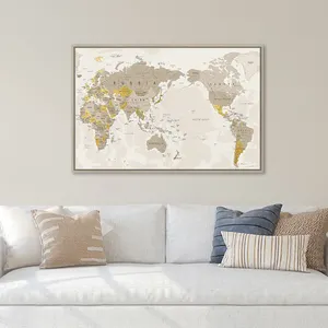 Mapa del mundo lienzo pintura estilo clásico moderno abstracto carteles imágenes para sala de estar decoración moderna arte