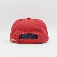 Topi Snapback Merah Acid Wash Bordir Huruf Vintage Custom Cetak Logo di Bagian Belakang Unstructured Streetwear 5 Panel Washed Dad Hat
