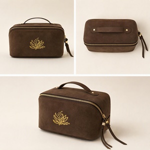 <b>Large</b> Capacity Suede Fabric Cosmetics Storage <b>Bag</b> Waterproof Travel Toiletry <b>Bag</b> with Handle Portable <b>Makeup</b> <b>Bag</b> - Product Image 3