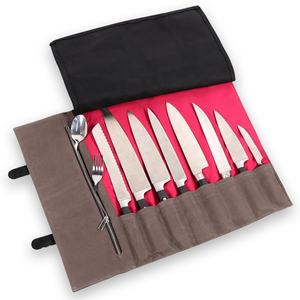 CHANGRONG personalizado marrón impermeable plegable de lona encerada cuero Chef cuchillo rollo bolsa OEM apoyo - Product Image 1