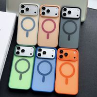 Casing ponsel akrilik magnetik warna blok dengan sentuhan lembut seperti kulit untuk iPhone 17 Pro Max 16 15, Tahan Jatuh dengan Cakupan Penuh dan Desain Minimalis
