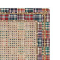 Alas Meja Mahjong Berbingkai Rotan Motif Tartan Patchwork, Gaya Retro Farmhouse, Permukaan Permainan Dekoratif