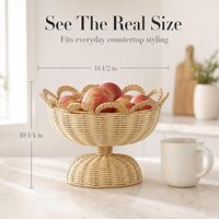 Bohemian stijl handgemaakte eco-vriendelijke rotan mand, rotan fruitmand, geschikt voor de keuken, eetkamer en woonkamer