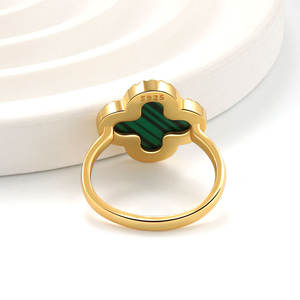 Anello Classico di Moda in Argento Sterling 925 Placcato Oro 14K 18K con Pietra Naturale Turchese e Agata a Forma di Quadrifoglio - Product Image 6