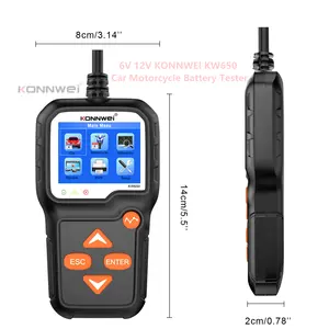 Portable Car Battery Data Analyzing Tool KONNWEI KW650 12V Car Battery Tester Easy-operate Car Battery Health Detector