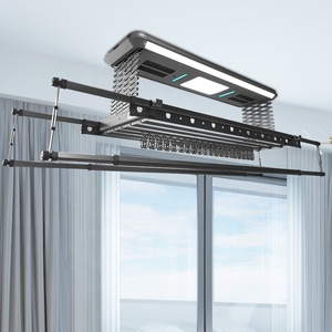 Séchoir à linge intelligent de plafond avec lumière LED, télécommande, séchoir télescopique en métal pour balcon et rangement de buanderie - Product Image 1