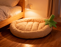 Lit pour animaux de compagnie Meiweipet en forme d'aubergine, petit animal, doux, 100% coton, peluche amovible, utilisation hivernale, lit pour animaux de compagnie sculptural de luxe, beige