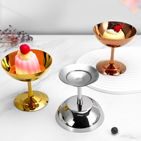Vaso de Acero Inoxidable de Tallo Largo para Helado, Bebidas Frías, Cócteles, Plato para Aperitivos, Tazón para Servir Postres y Tartas para Restaurantes y Hoteles