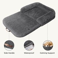 Lit pliable pour humains et chiens, 2 en 1, apaisant, taille humaine, grand lit pour chiens, convient aux familles d'animaux de compagnie, avec matelas de soutien en mousse à œufs