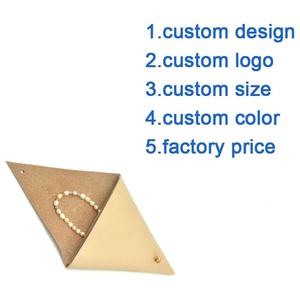 Tùy chỉnh tam giác sợi nhỏ PU da đồ trang sức Túi Túi cho thẻ đồng xu đóng gói - Product Image 2