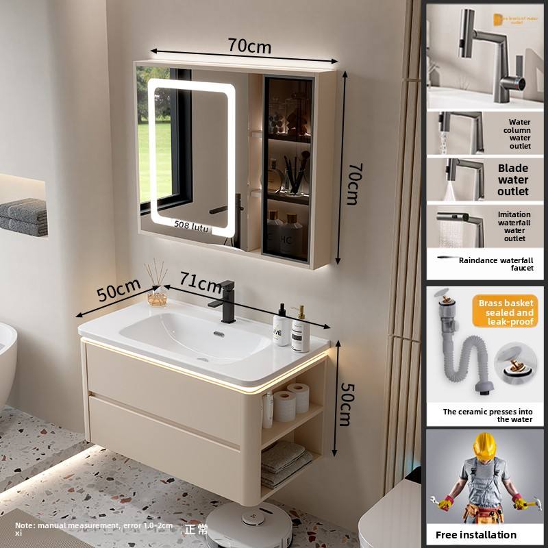 Glass door smart mirror cabinet70