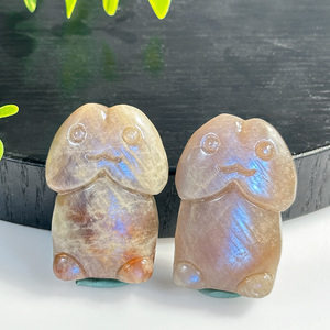 Bán buôn khắc thạch anh tự nhiên Moonstone với đèn flash màu xanh pha lê đá nhỏ dildo với mắt để bán và trình bày - Product Image 5