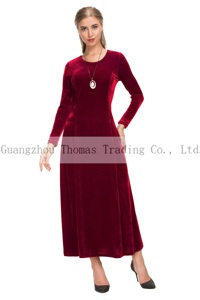 2019 de las mujeres de invierno de terciopelo de la ropa de manga larga Maxi negro invitado vestido de <span class=keywords><strong>boda</strong></span> - Product Image 5