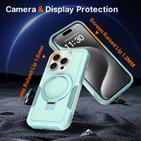 Funda Resistente a Caídas para Teléfono con Anillo Plegable y Soporte, Cubierta Protectora Reforzada para iPhone 15 16 17 Pro Max
