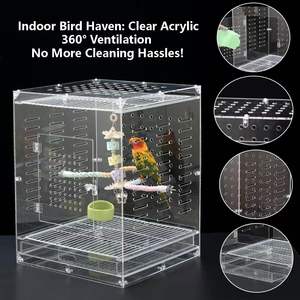 Cage à oiseaux en acrylique transparent sur mesure, idéale pour les canaris, les canaris et les bougies, facile à transporter, présentoir - Product Image 2