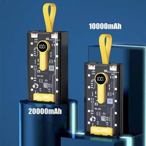 Banco de energía transparente 20000mAh Cable incorporado 66W Cargador de teléfono portátil de carga súper rápida Batería externa Batería <span class=keywords><strong>auxiliar</strong></span> - Product Image 4