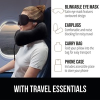 JYM Kit de voyage en avion portable Oreiller en mousse à mémoire de forme pour le cou avec couverture respirante confortable Lavable en machine pour le salon