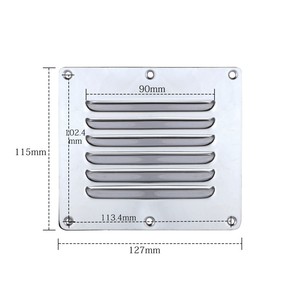Grille d'aération en acier inoxydable, 127mm x 115mm, support mural rectangulaire pour échappement de bateau, conception industrielle durable - Product Image 3