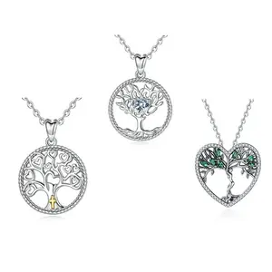 925 sterling silver spiritual gemstone family tree of life necklace pendant