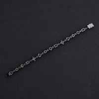 Bracelet Chaîne Tennis NUOYA Hip Hop en Plaqué Rhodium Noir 7mm avec Zircons Arc-en-ciel, Bijou de Luxe, Cadeau Idéal pour Rappeur Tendance