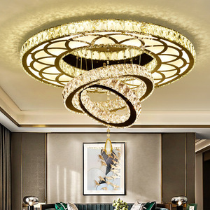 Lampadario a LED Moderno di Lusso <span class=keywords><strong>con</strong></span> <span class=keywords><strong>Cristalli</strong></span> e Base in Acciaio per Hotel, Villa e Soggiorno - Product Image 2