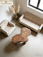 Table basse en bois massif avec bord naturel |   Meubles de salon rustiques à bords naturels irréguliers