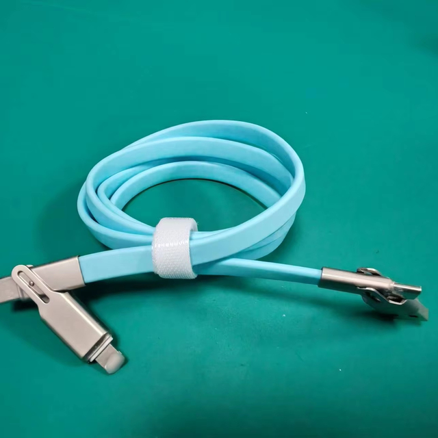 Flat Wire Type-C to Type-C 3A Fast Charging 4-in-1 Data Cable for IOS & Computer Multi-Scene Use