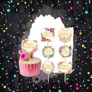 Letras Decorativas Acrílicas Reutilizables y Ecológicas para Pastel de Cumpleaños, Decoración Floral para Fiestas - Product Image 3