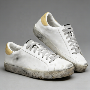 Baskets classiques pour femmes en cuir véritable, style vintage Superstar, avec étoile dorée scintillante, pour l'été - Product Image 4