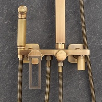 Ensemble de douche en bronze antique avec douchette pressurisée pour salle de bain, ensemble complet