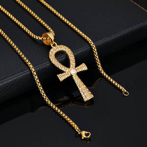 Custom 316L Stainless Steel Charm <b>Necklace</b> 14K 18K PVD Gold Plated Fine Jewelry Fashion Zircon Cross <b>Ankh</b> <b>Necklace</b> For Women - Product Image 3