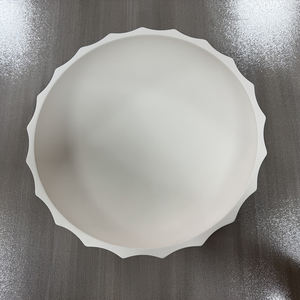 قاعدة بيضاء كريمية يدوية الصنع ، صفيحة زخرفية حديثة كبيرة على سطح الطاولة واسعة الفم مرتفعة - Product Image 5