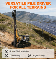 Pile driver pour ferme solaire |   Capacité de s'adaptation aux terrains difficiles pour une installation efficace de fondations photovoltaïques, plus de 300 pieux par jour