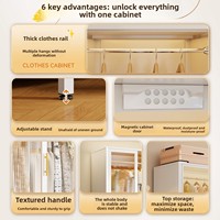 Armoire en acier minimaliste moderne pour chambre à coucher et unité de location ; Montage simple ; Armoire métallique anti-poussière ; Penderie modulable