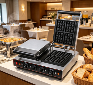 Macchina <span class=keywords><strong>per</strong></span> Waffle Elettrica da Tavolo in Acciaio Inox a 2 <span class=keywords><strong>Piastre</strong></span> in <span class=keywords><strong>Vendita</strong></span> - Product Image 4