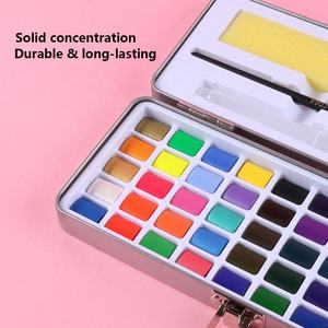 Ensemble d'aquarelles solides à paillettes de 50 couleurs Peintures nacrées de haute qualité avec pinceaux au cas Pigment d'aquarelle pour <span class=keywords><strong>dessin</strong></span> d'art - Product Image 3