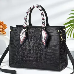 Classic Luxury Alligator Ladies Hand Bag Shoulder Pu Leather Tote Handbags For Women