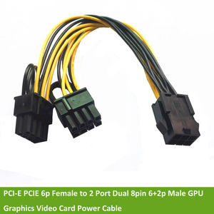 18AWG 20CM PCI-E 6P femmina a <span class=keywords><strong>2</strong></span> porte Dual 8pin 6 + <span class=keywords><strong>2</strong></span> p maschio GPU scheda Video grafica cavo di prolunga alimentazione Computer - Product Image 3