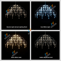 Lampadario di Lusso in Cristallo, Illuminazione a Risparmio Energetico, Luci a Sospensione Durevoli in Acciaio Inox 304, LED con Telecomando per Hotel