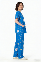 Tenues médicales respirantes en coton à imprimé dessin animé personnalisé, directement de l'usine, pour femmes, ensemble infirmier à col en V et manches courtes