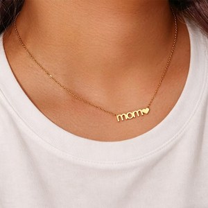 Delicata Collana in Oro MOM con <span class=keywords><strong>Cuore</strong></span>, Regalo Personalizzato per la Festa <span class=keywords><strong>della</strong></span> <span class=keywords><strong>Mamma</strong></span>, Gioielli alla Moda per <span class=keywords><strong>Mamma</strong></span> - Product Image 4
