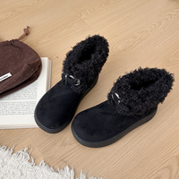 Bottines d'hiver chaudes pour femmes, en daim, à bordure fourrée bouclée, avec bride à boucle métallique, plateforme épaisse, courtes